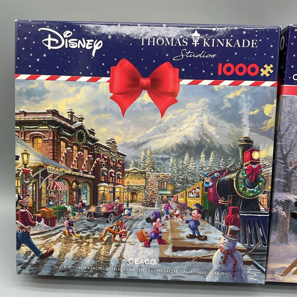 2 pack Thomas Kinkade 1000 Piece Christmas Puzzles - Picture 2 of 3